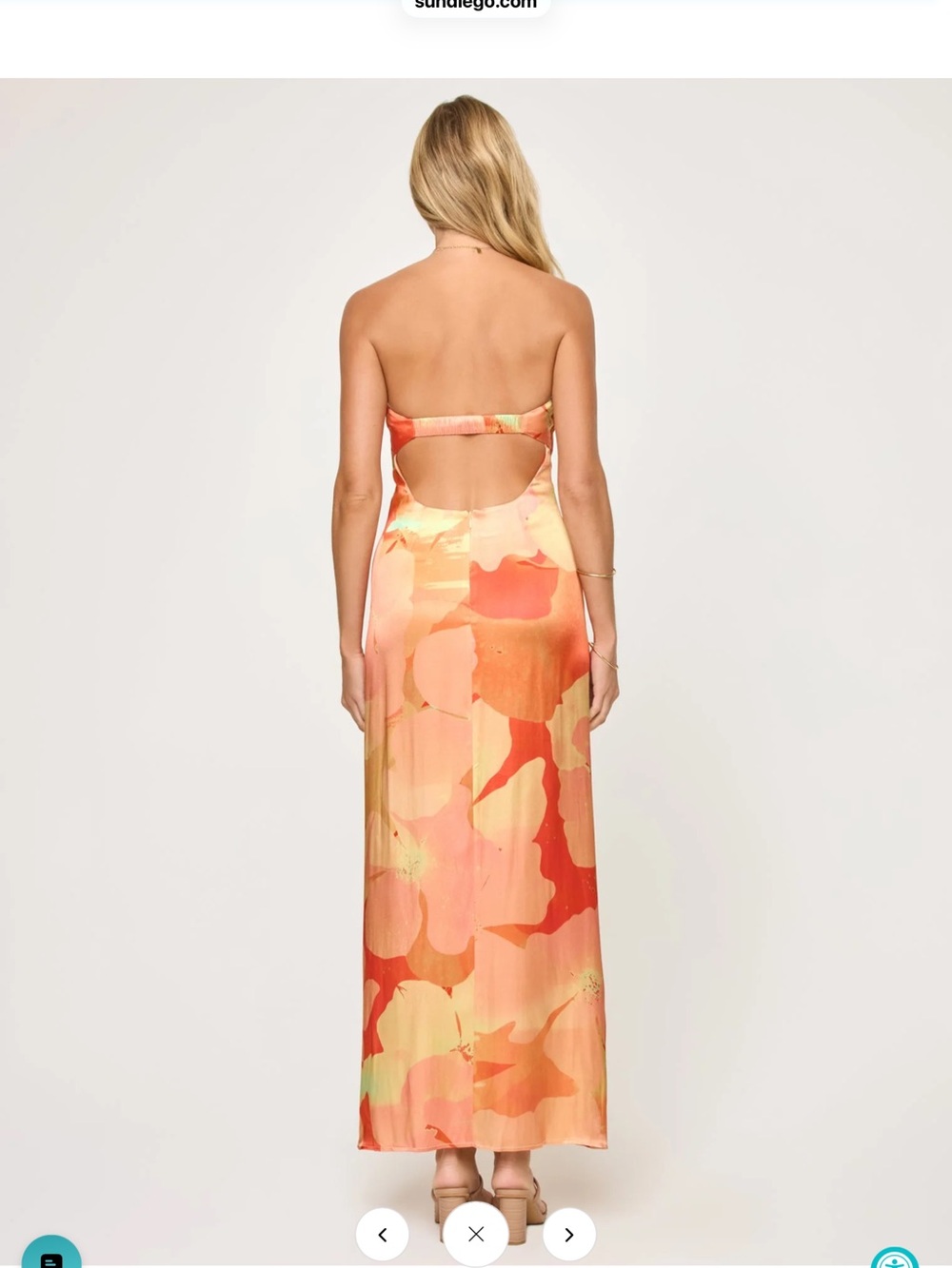 l*space Orange & Peach Floral Cowl-Neck Maxi Dress - Picture 3 of 5